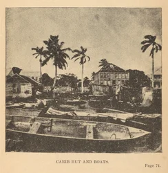 Karibenhütte und Boote